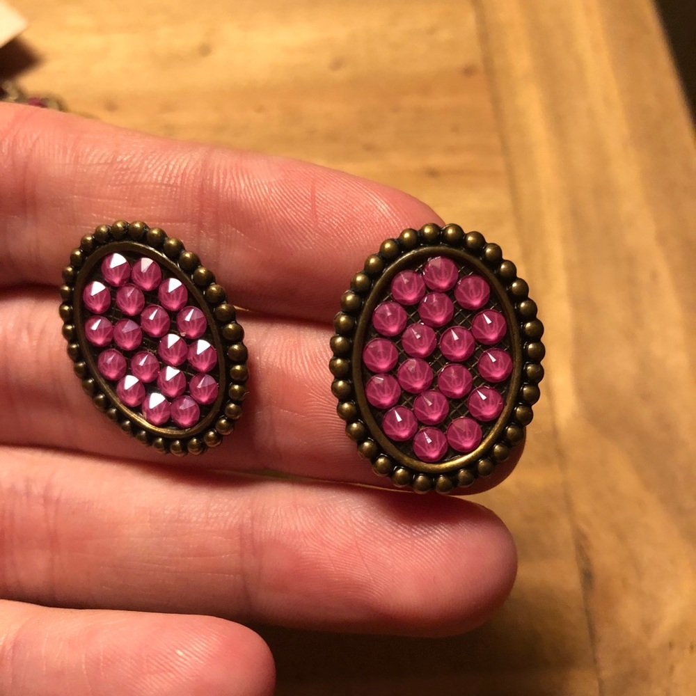 Pink Panache Candy Pink and Bronze Studs